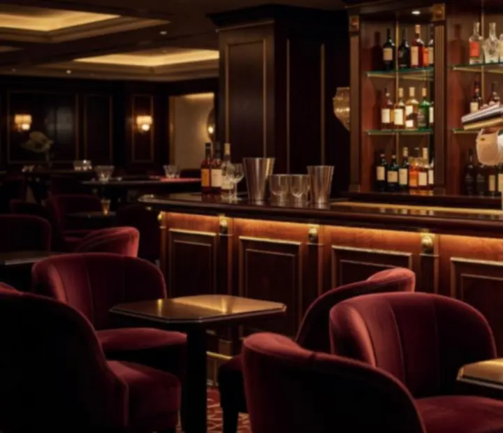 Luxusný lounge bar kasína Luck Morra s ambientným osvetlením a prémiovými nápojmi