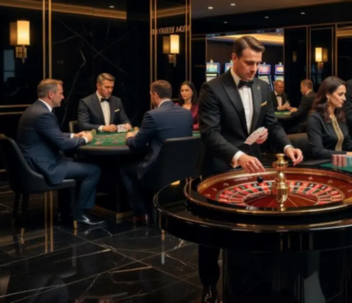Ruletové a blackjack stoly v luxusnej hernej zóne kasína Luck Morra