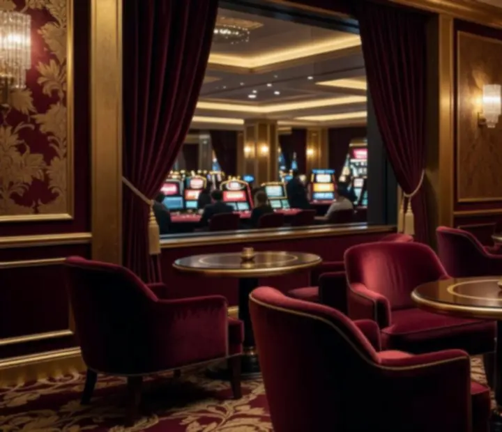 Súkromný VIP salón v kasíne Luck Morra s výhľadom na hernú zónu